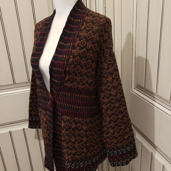 A Ida Wool Blend Cardigan Sweater Large One Button Multicolor - Picture 3 of 8